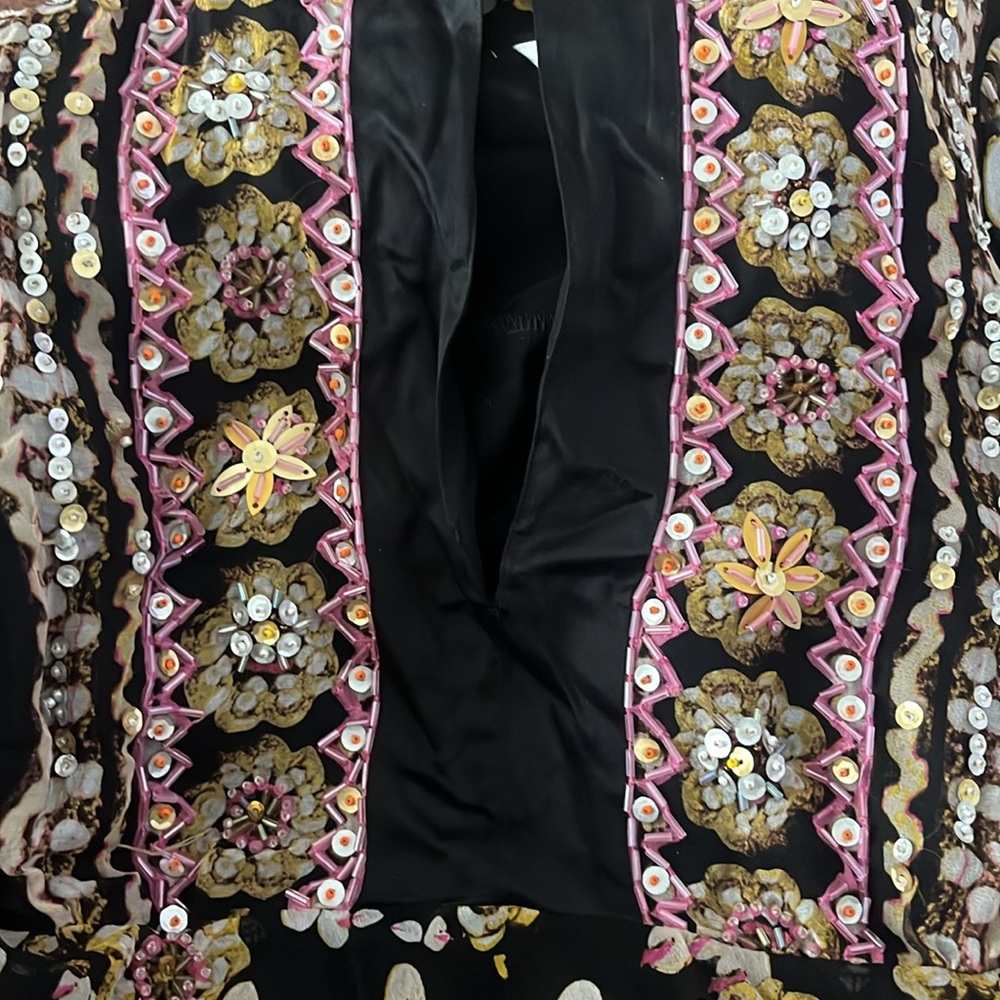 Diane von Furstenberg Black/Floral Silk Blouse size small - Picture 4 of 6